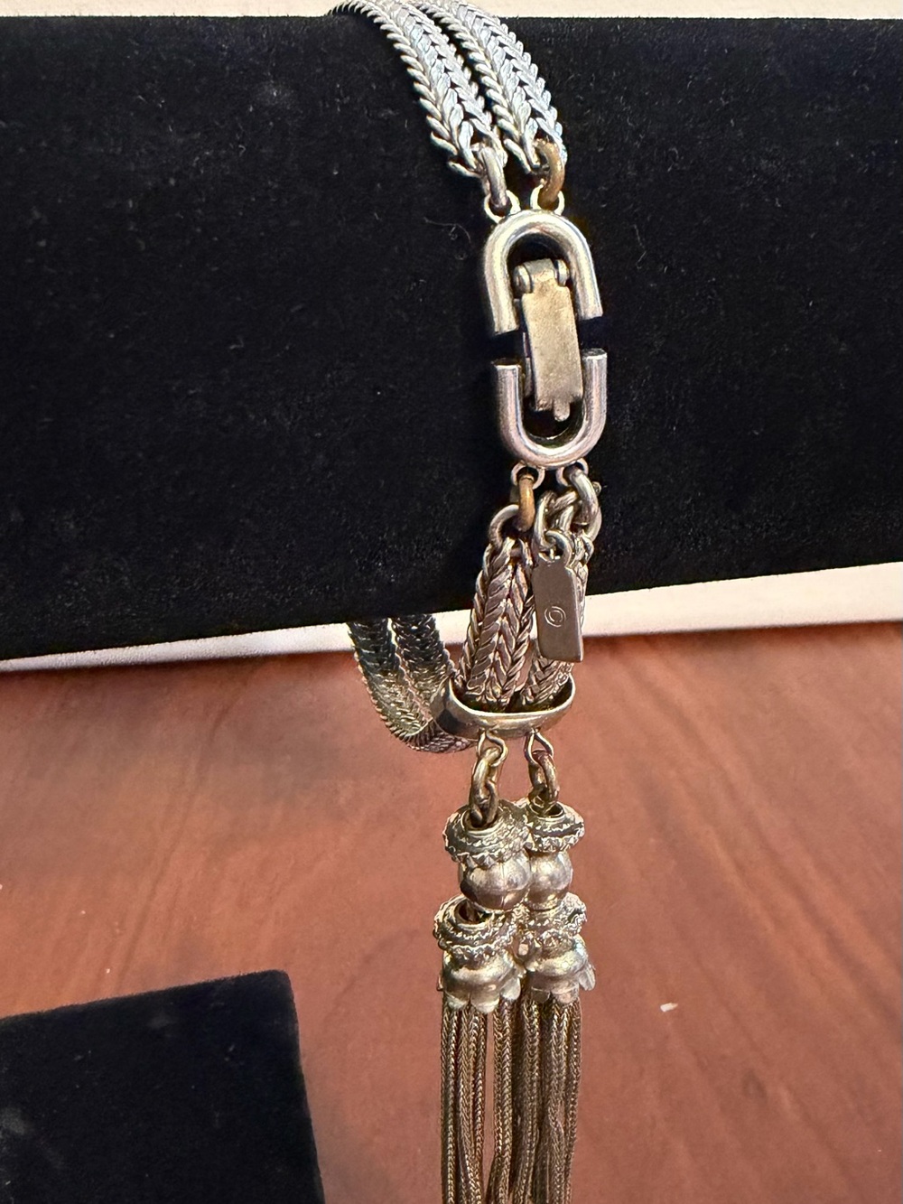 Monet Vintage Silver Tone Tassel Chain Bracelet - 7 inches